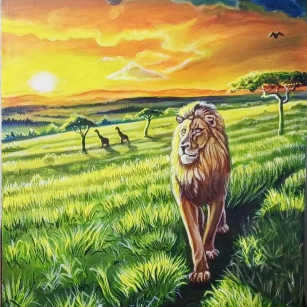 Sunset Safari Lion Canvas Art